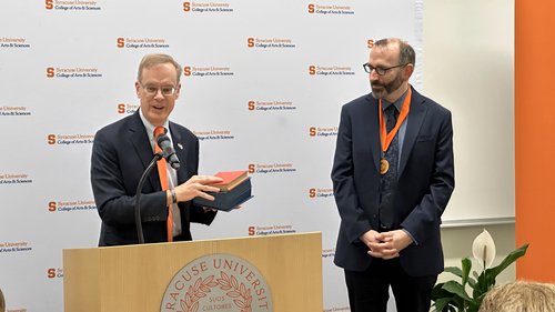 Chancellor Kent Syverud and Alexander Maloney